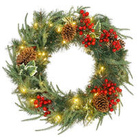 BELEUCHTETER Weihnachtskranz Grün 60.0/60.0/8.0 cm - Grün, Kunststoff (60cm)