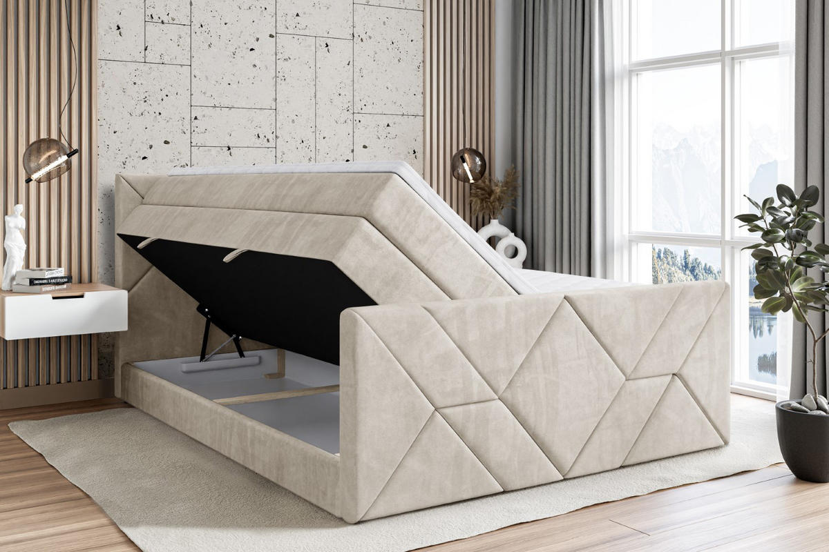 BOXSPRINGBETT BARWA-Z KING - 120x200 - H3/H4 - Creme - Creme, Holzwerkstoff (120/200cm) - ALTDECOR