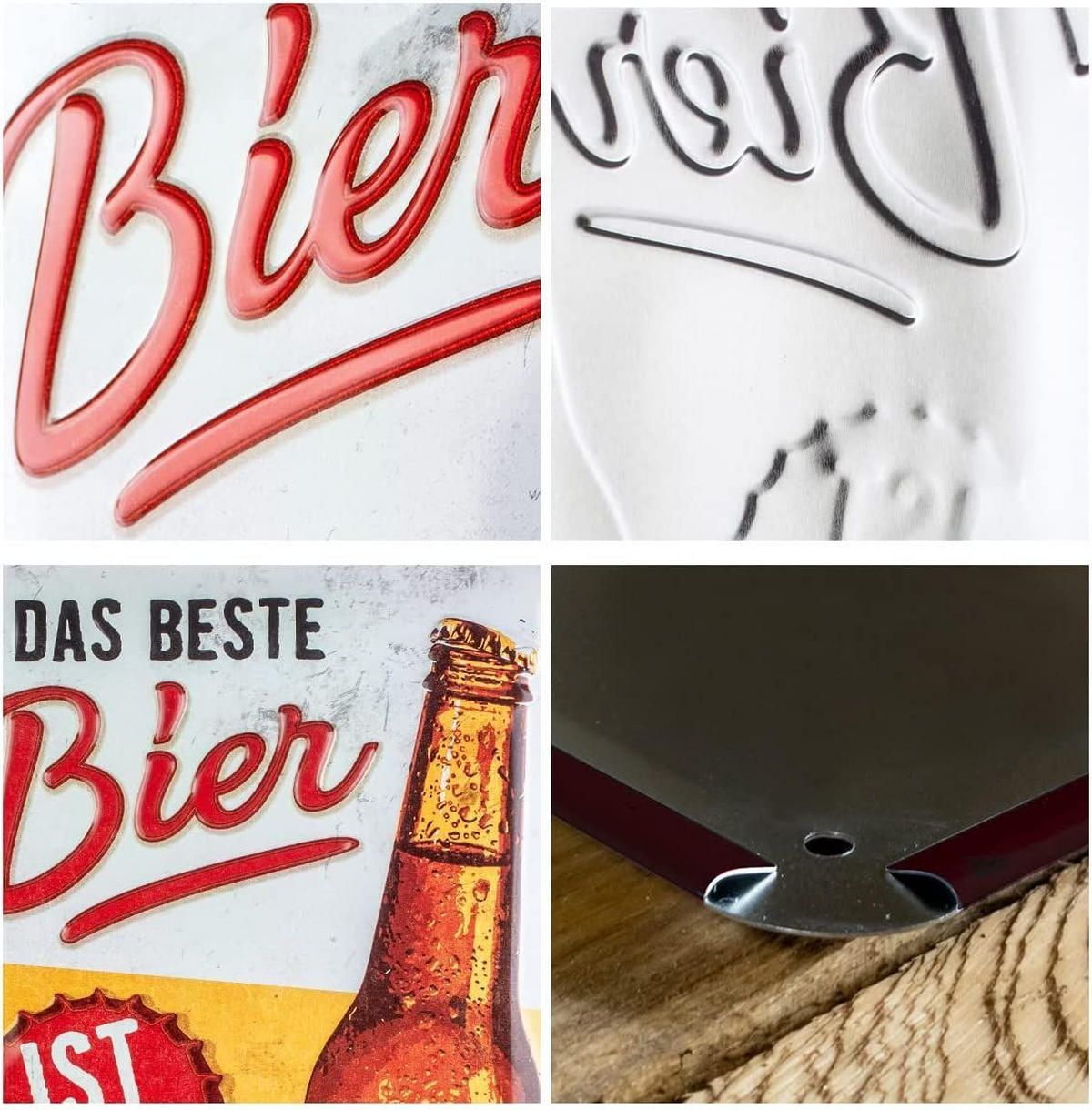 BLECHSCHILD 20/30 cm Das beste Bier ist ein offenes - Multicolor, Metall (20/30cm) - Nostalgic-Art