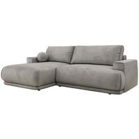 ECKSCHLAFSOFA RINA L Hellgrau Velvet - links - Hellgrau/Schwarz, Kunststoff/Textil (267/170cm) - MKS