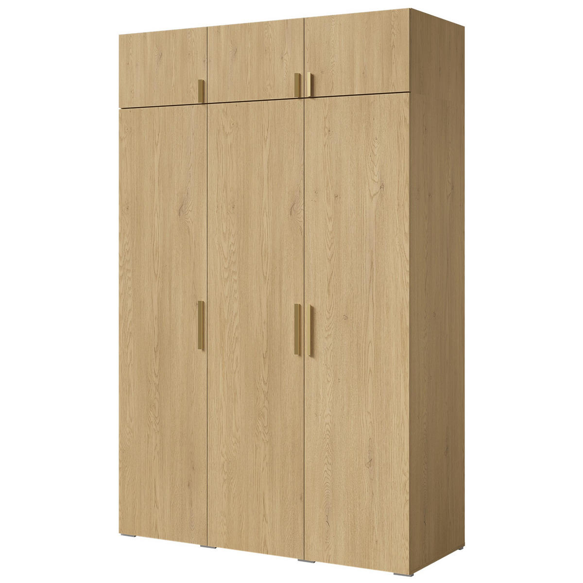 DREHTÜRENSCHRANK mit Aufsatz Napoli 3D 150 Eiche Cremona (schwarzer oder goldener Griff) - Eichefarben/Silberfarben, Holzwerkstoff/Kunststoff (150/35/60cm) - mzm24