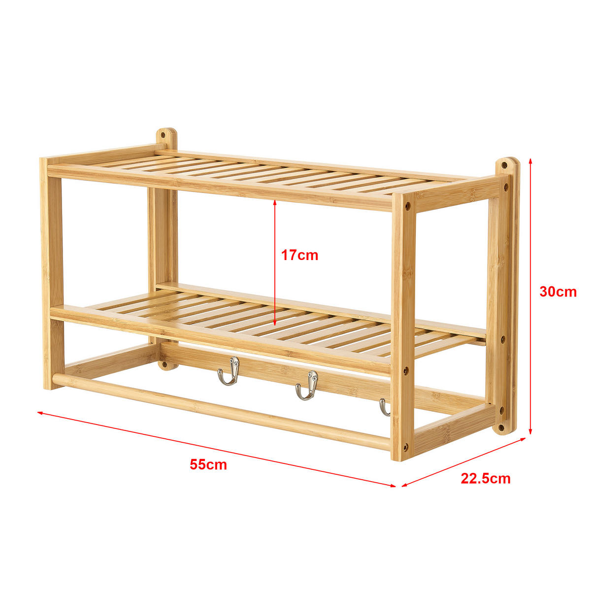 BADEZIMMERREGAL Thyborøn - Naturfarben, Holz (55/30/22.5cm) - [en.casa]
