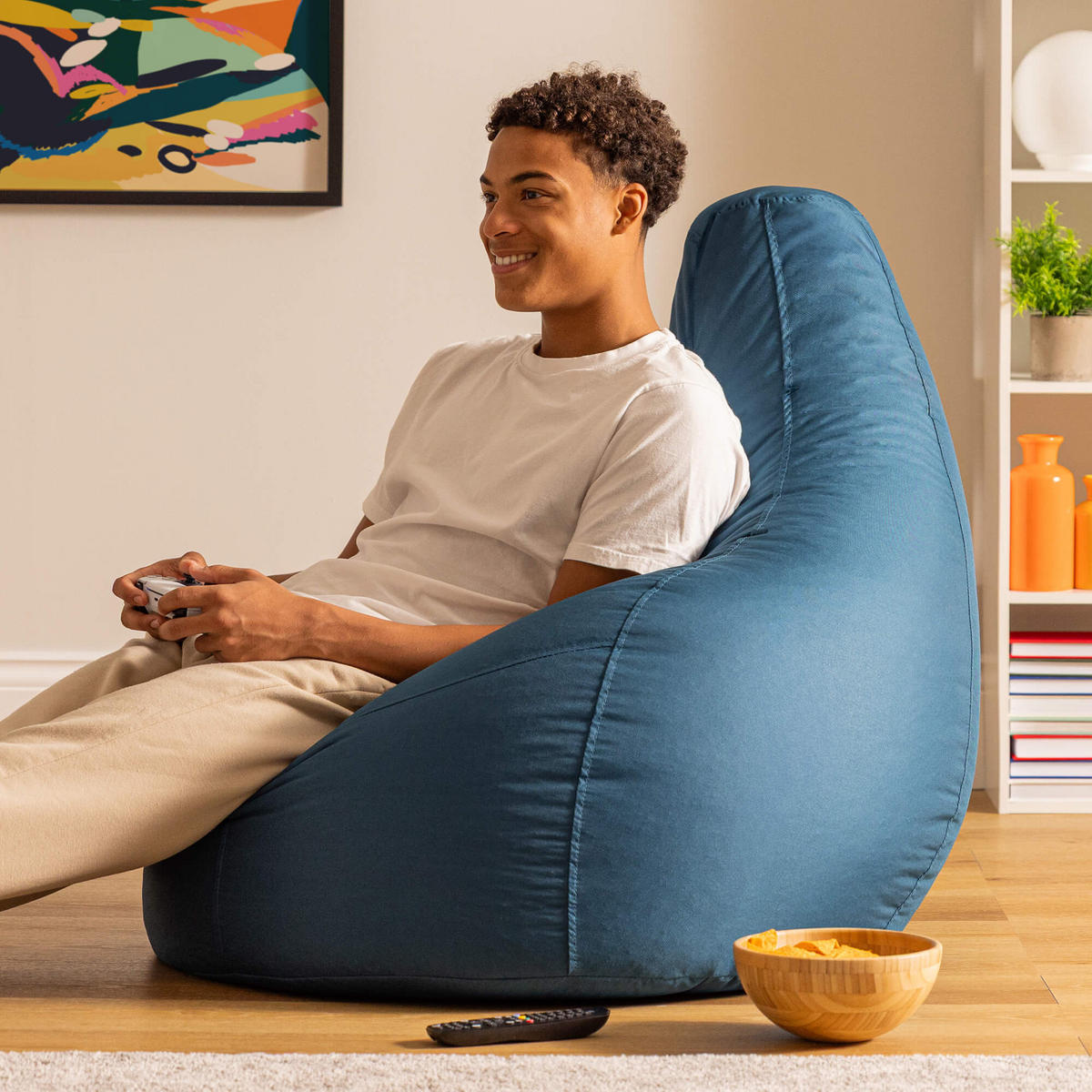 SITZSACK Gaming Stuhl für Indoor und Outdoor - Blaugrau/Grün, Kunststoff (90/73/84cm) - icon