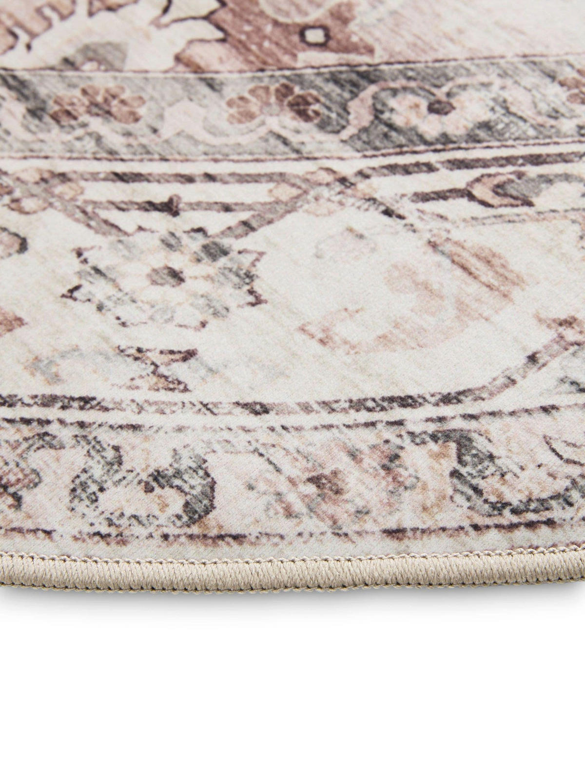 VINTAGE-TEPPICH George waschbar ø 120 cm rund - Taupe/Creme, Kunststoff (120/120cm) - benuta