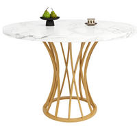 ESSTISCH 80/76/80 cm Goldfarben aus MDF und Metall mit verstellbaren Fußgleitern - Weiß, Holzwerkstoff (80/80/76cm) - OKMYHOME