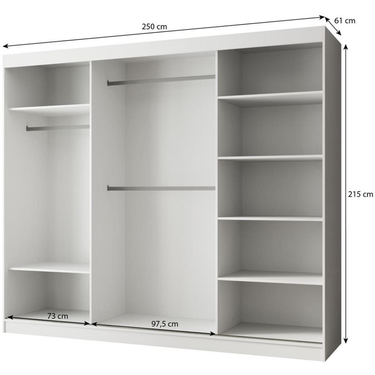 SCHWEBETÜRENSCHRANK Paco 250/215/61 3-türig schwarz mit Spiegel - Schwarz, Holzwerkstoff (250/215/61cm) - Beautysofa