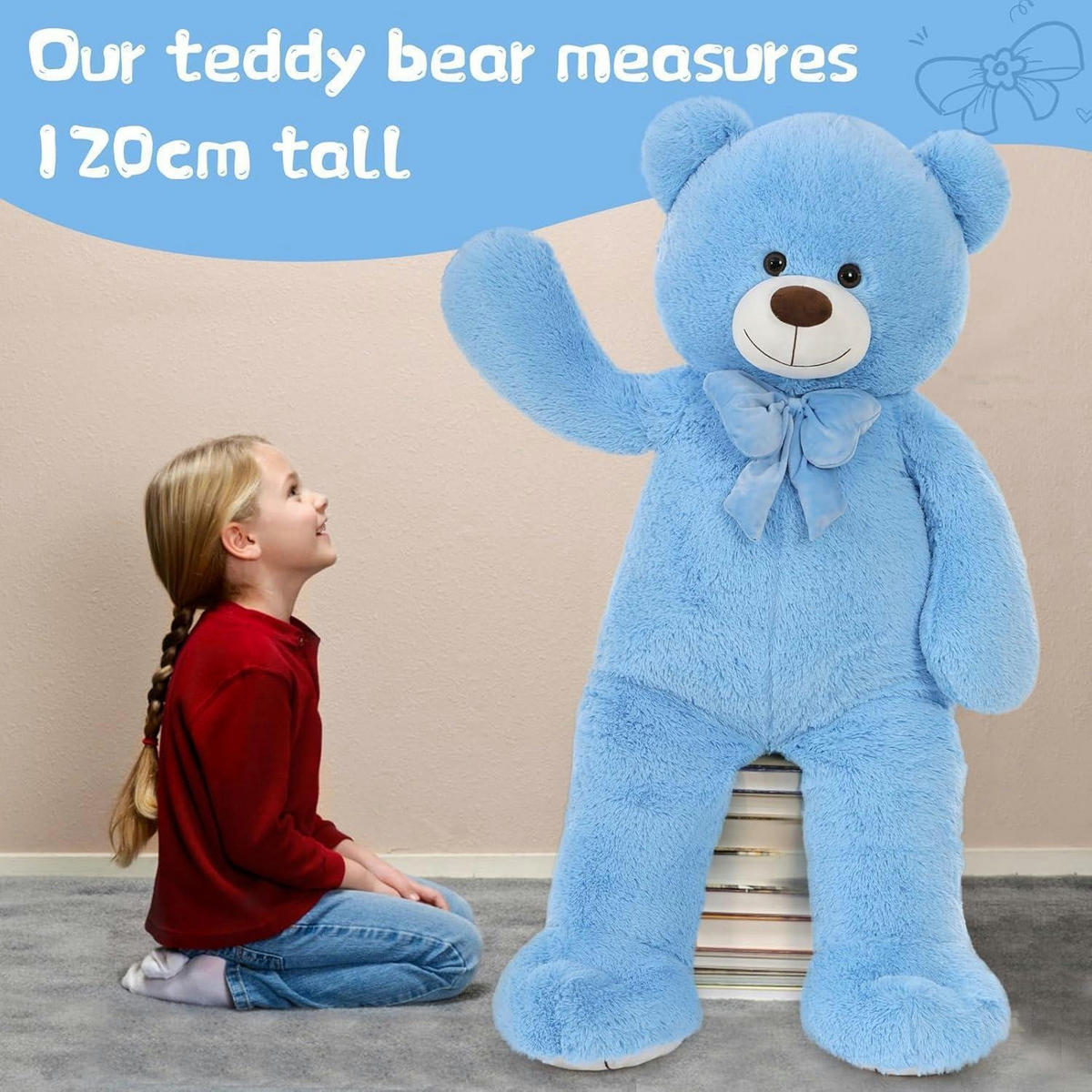 STOFFTIER Teddybär 120 cm Blau - Blau, Textil (90/120cm)