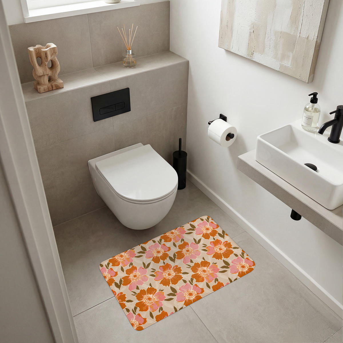 KÚPEĽŇOVÁ PREDLOŽKA Kvety - Motív - Retro 80x50 cm - viacfarebná, textil/plast (80/50cm) - OnlyWow