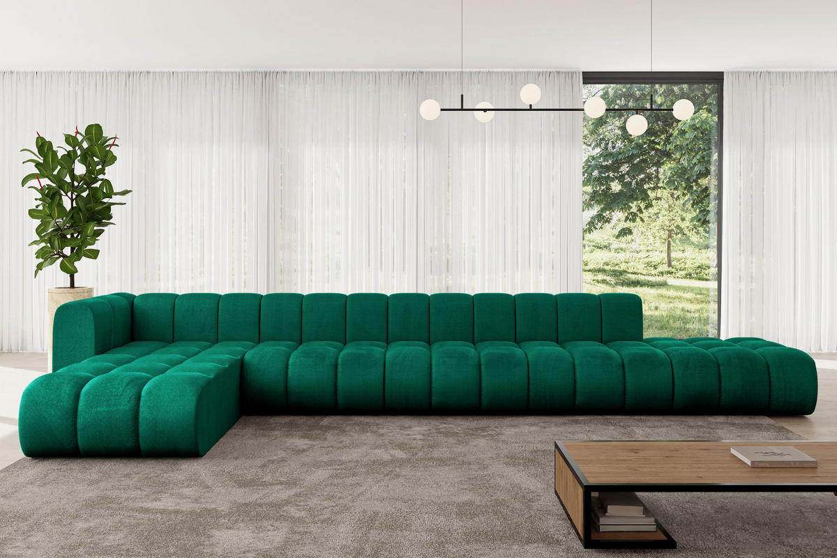 ECKSOFA modulares Sofa Zuvon-L3 - 478x177x70 cm Grün - Dunkelgrün, Holzwerkstoff/Textil (478/177cm) - ALTDECOR