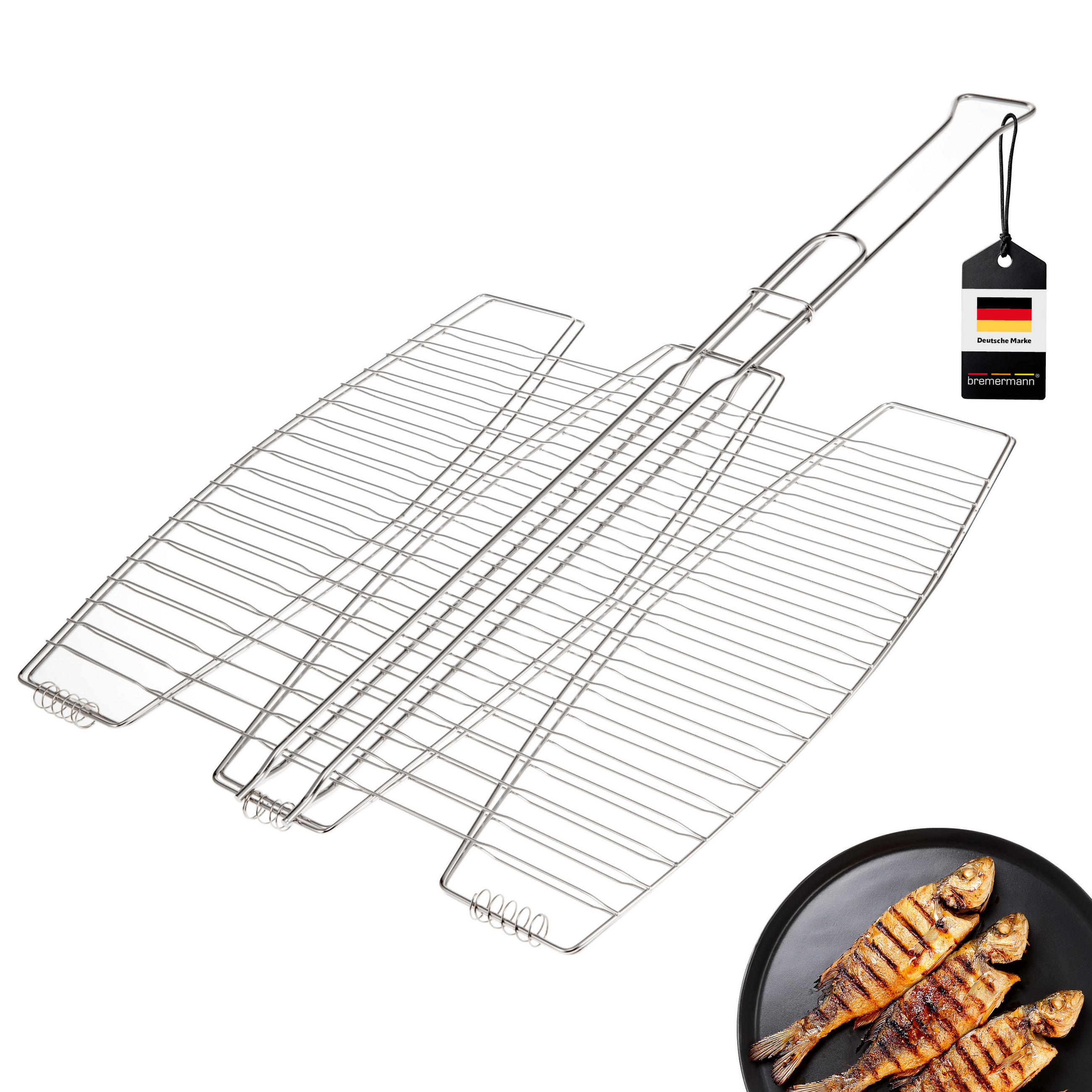 FISCHGRILLER, silber, Edelstahl - Edelstahlfarben, Metall (39.5/39.5/65cm) - bremermann