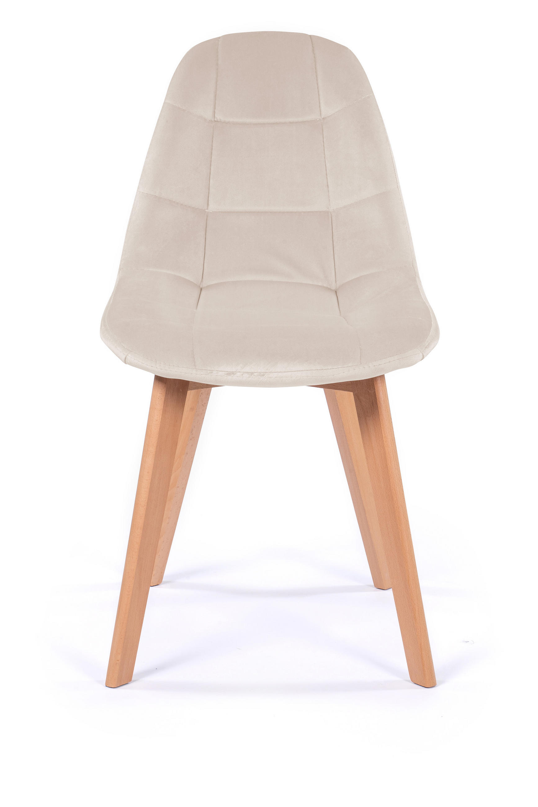 STUHL VEGAS im skandinavischen Stil - beige - Samt Velours - Beige/Naturfarben, Holz/Kunststoff (47/86/42cm) - NEW HOME
