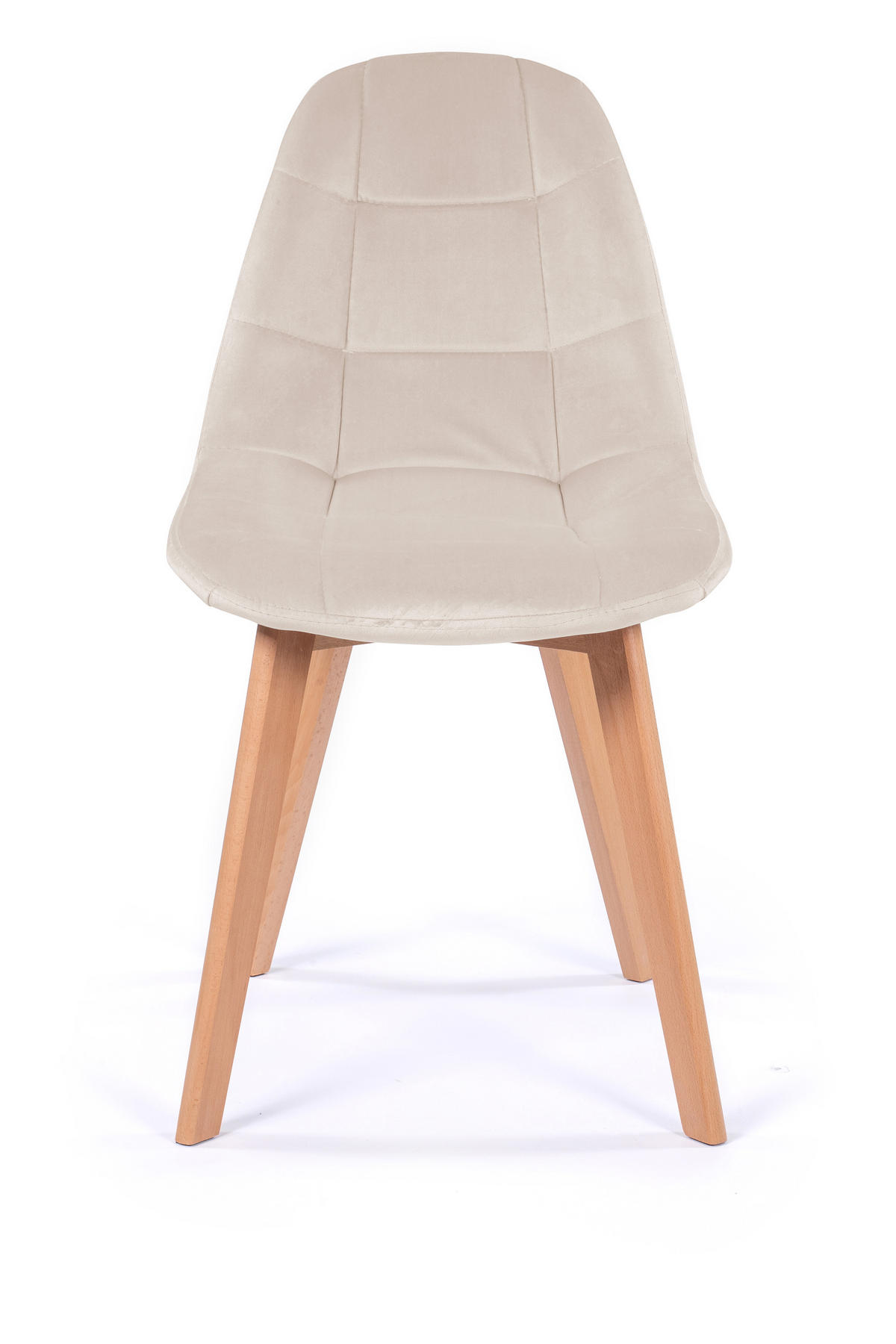 STUHL VEGAS im skandinavischen Stil - beige - Samt Velours - Beige/Naturfarben, Holz/Kunststoff (47/86/42cm) - NEW HOME
