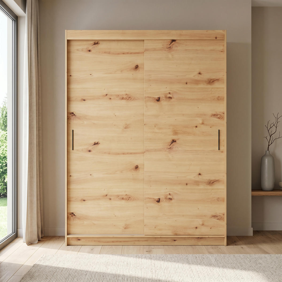 SCHWEBETÜRENSCHRANK TELA 120/205/60cm 2-türig Eiche Artisan - Eiche Artisan, Holzwerkstoff (120/205/60cm) - MASSENO