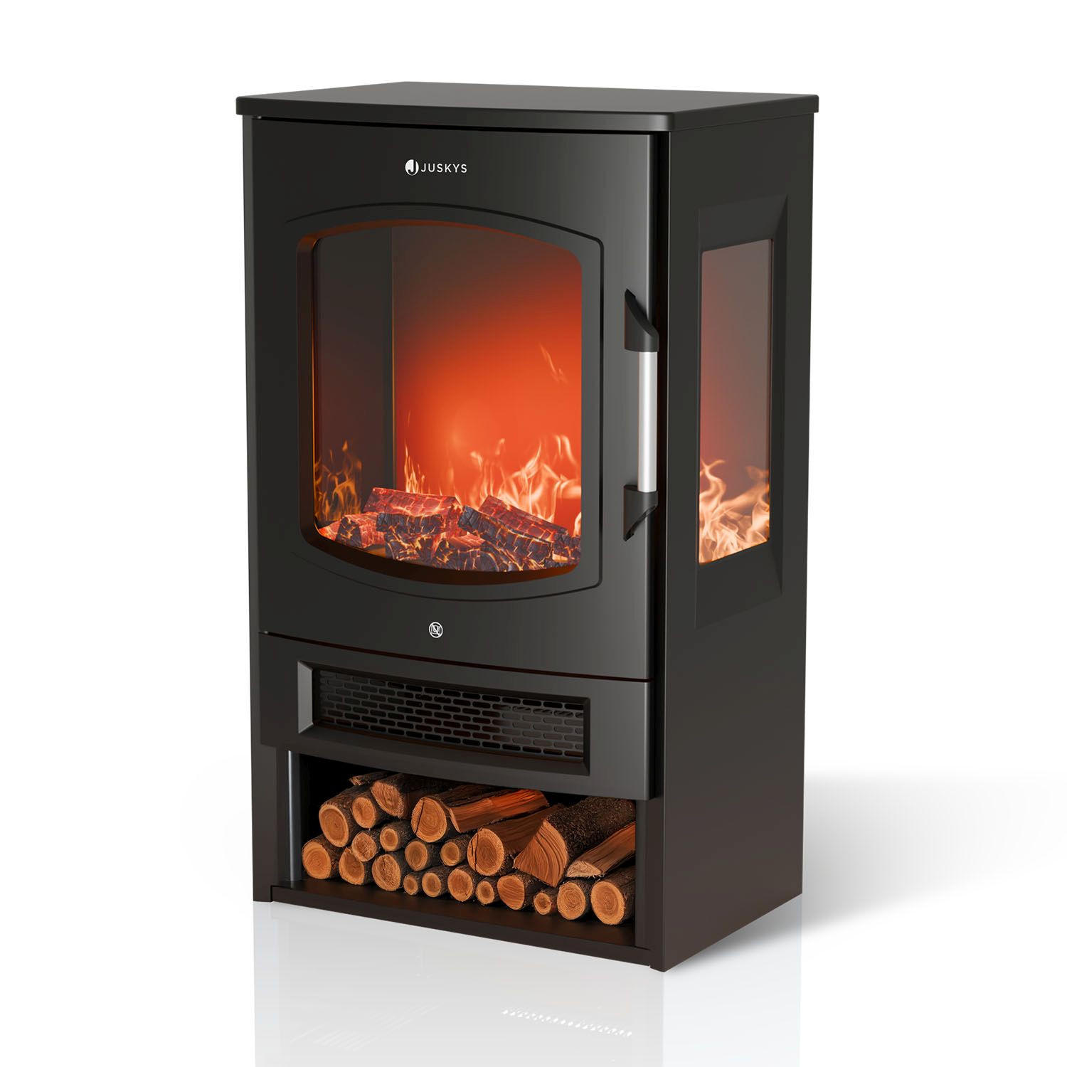ELEKTROKAMIN 1800W schwarz - Flammenbild separat nutzbar - Schwarz, Metall (35/75/45cm) - Juskys