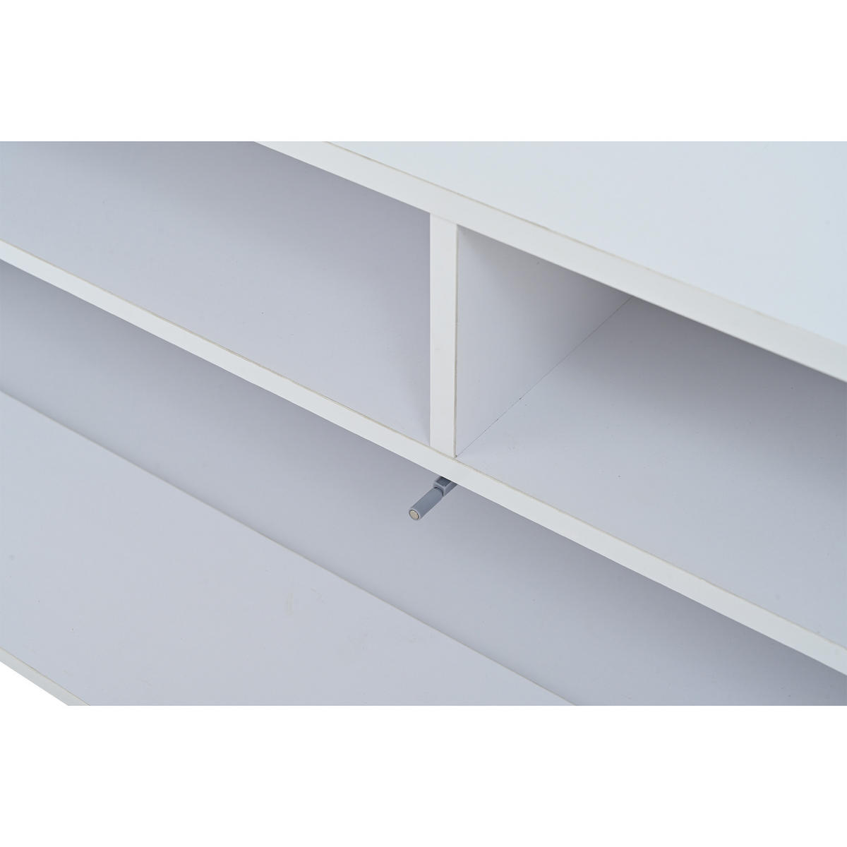 ANBAUWAND in Weiß TV Wohnwand-set mit Vitrine, LED und Hochglanz für Wohnzimmer, B175/T39/H34cm - Transparent/Weiß, Holzwerkstoff/Kunststoff (174/34/39cm) - STILVORA