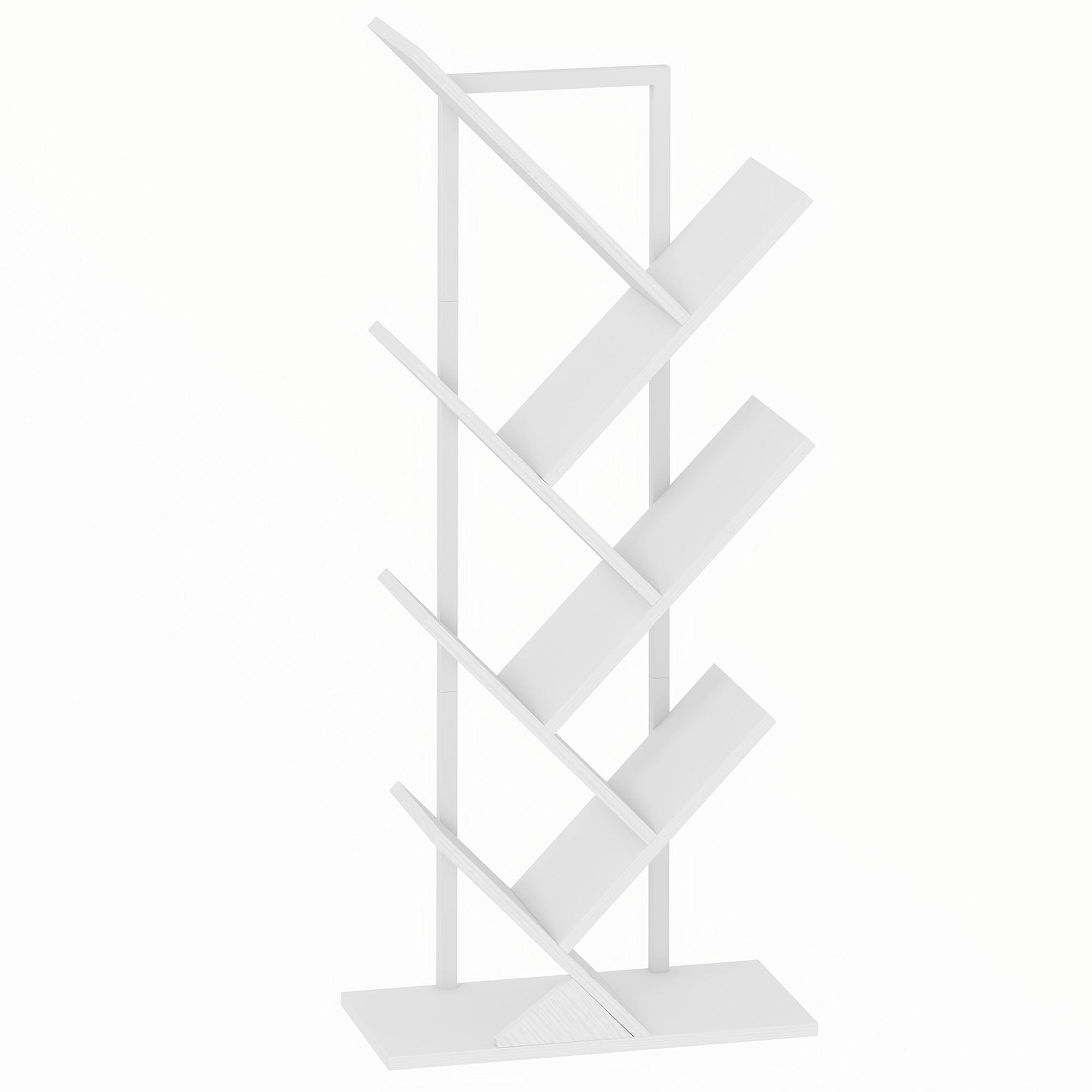 BÜCHERREGAL Standregal mit 7 Ebenen Schmal Regal im Baumform Weiß - Weiß, Holzwerkstoff/Metall (24/109/50cm) - HOMCOM