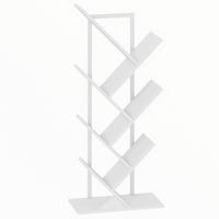 BÜCHERREGAL Standregal mit 7 Ebenen Schmal Regal im Baumform Weiß - Weiß, Holzwerkstoff/Metall (24/109/50cm) - HOMCOM