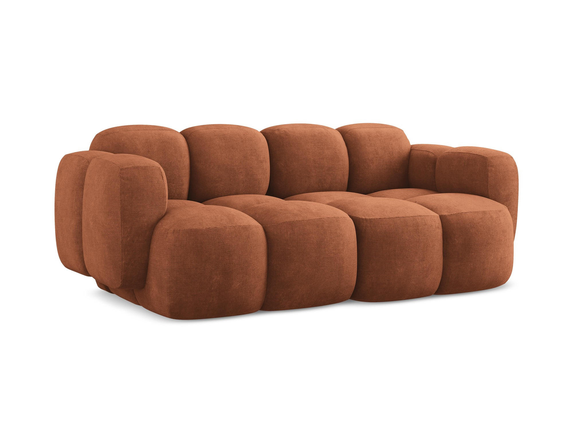 2-SITZER SOFA Chenille Stoff Orange - Terra cotta/Schwarz, Holzwerkstoff/Kunststoff (210/72/115cm) - Makamii