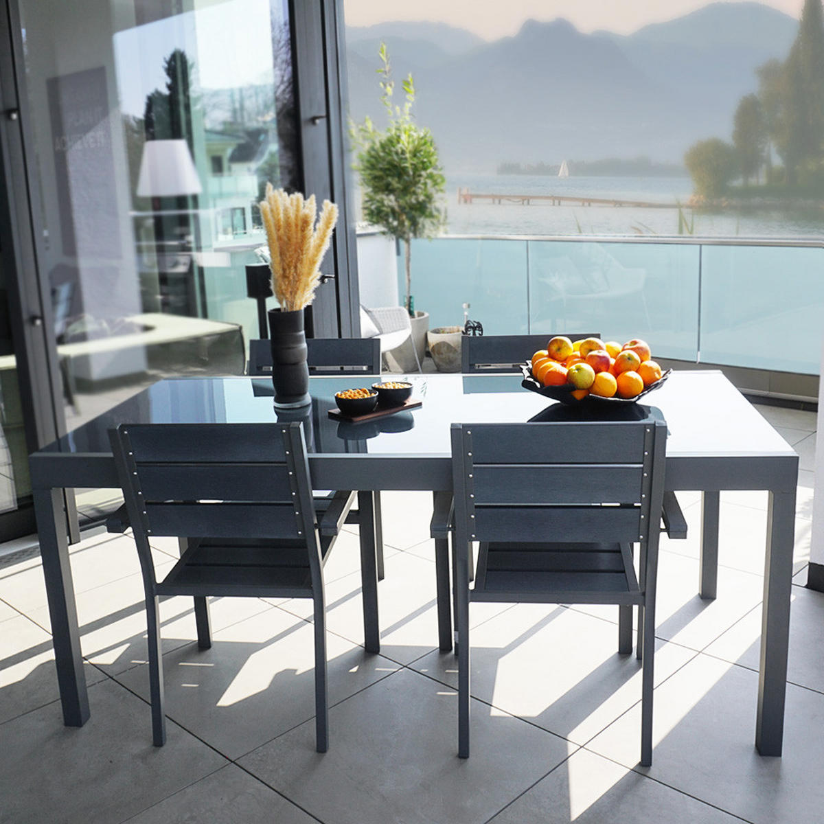 SITZGRUPPE SOL MADERA - 10 - Anthrazit/Hellgrau, Metall - Home Deluxe