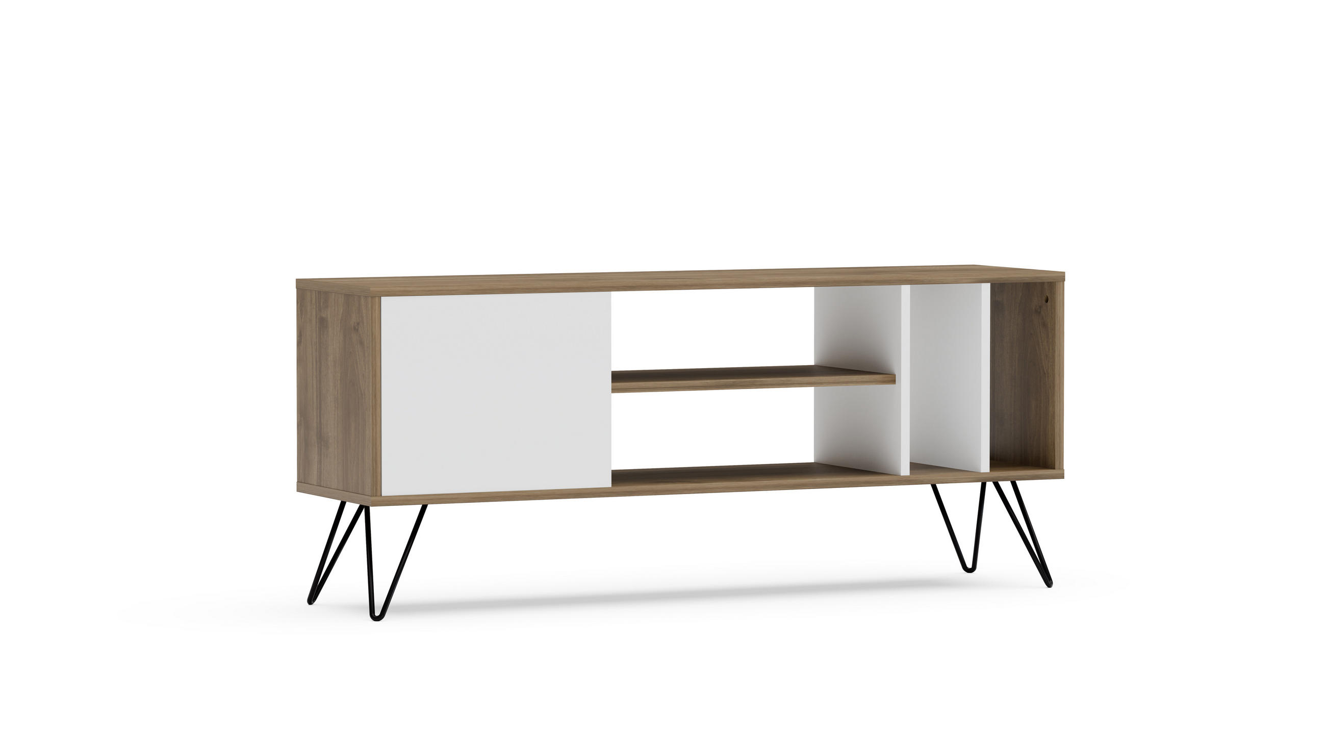 TV-ELEMENT Mictico 140 cm Walnuss Weiß - Walnussfarben/Weiß, Holzwerkstoff (35.5/58.4/140cm) - Decorotika
