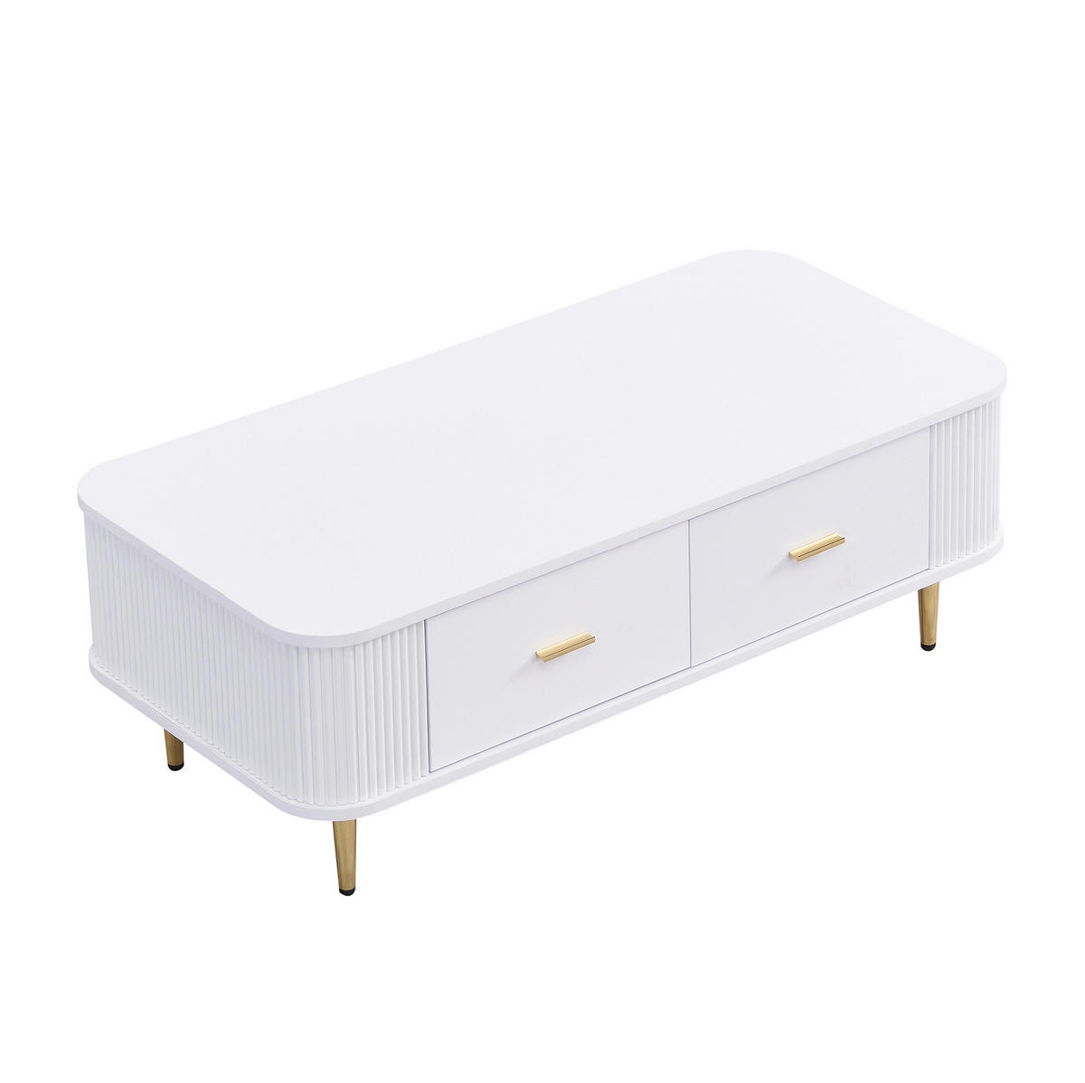 COUCHTISCH aus MDF 105x51x38 cm in Weiß mit 4 Schubladen - Weiß, Holzwerkstoff (105/51/38cm) - Modfu