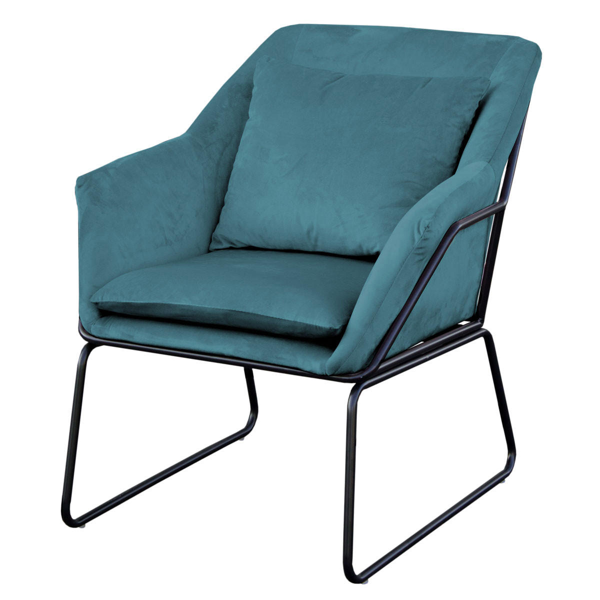 LOUNGESESSEL JOSIE Samt Petrol - Blau/Petrol, Textil (68/82/64cm) - SVITA