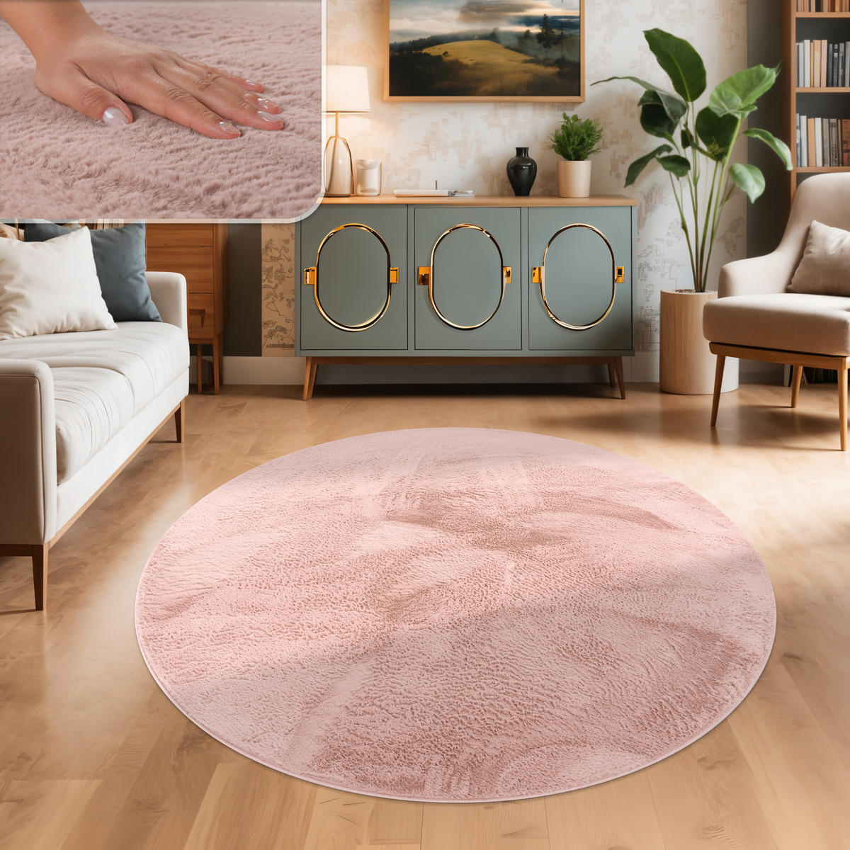 HOCHFLORTEPPICH 80/80 cm Soft 380 - Pink, Textil (80/80cm) - Paco Home