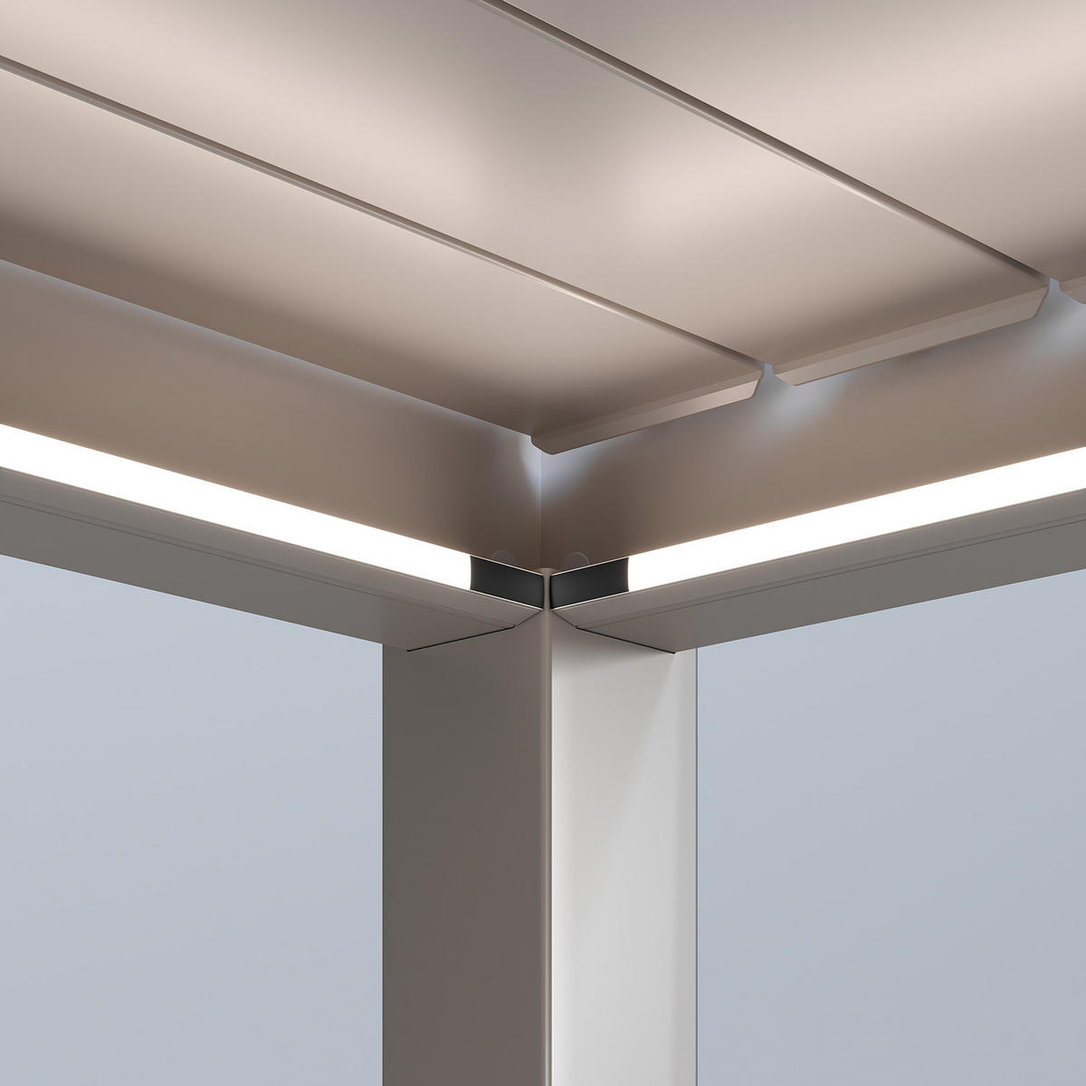 PERGOLA Deluxe Plus Elektrisch Pavillon Terrassenüberdachung Alu LED 4 x 6 m - Beige, Metall (400/255/600cm) - WEIDE