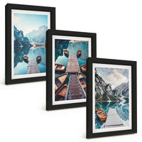 BILDER SET 3er Set - 20x30 cm Schwarzer Rahmen - Seebrücken, Boote, Frieden - Schwarz, Kunststoff (20/30cm) - TULUP