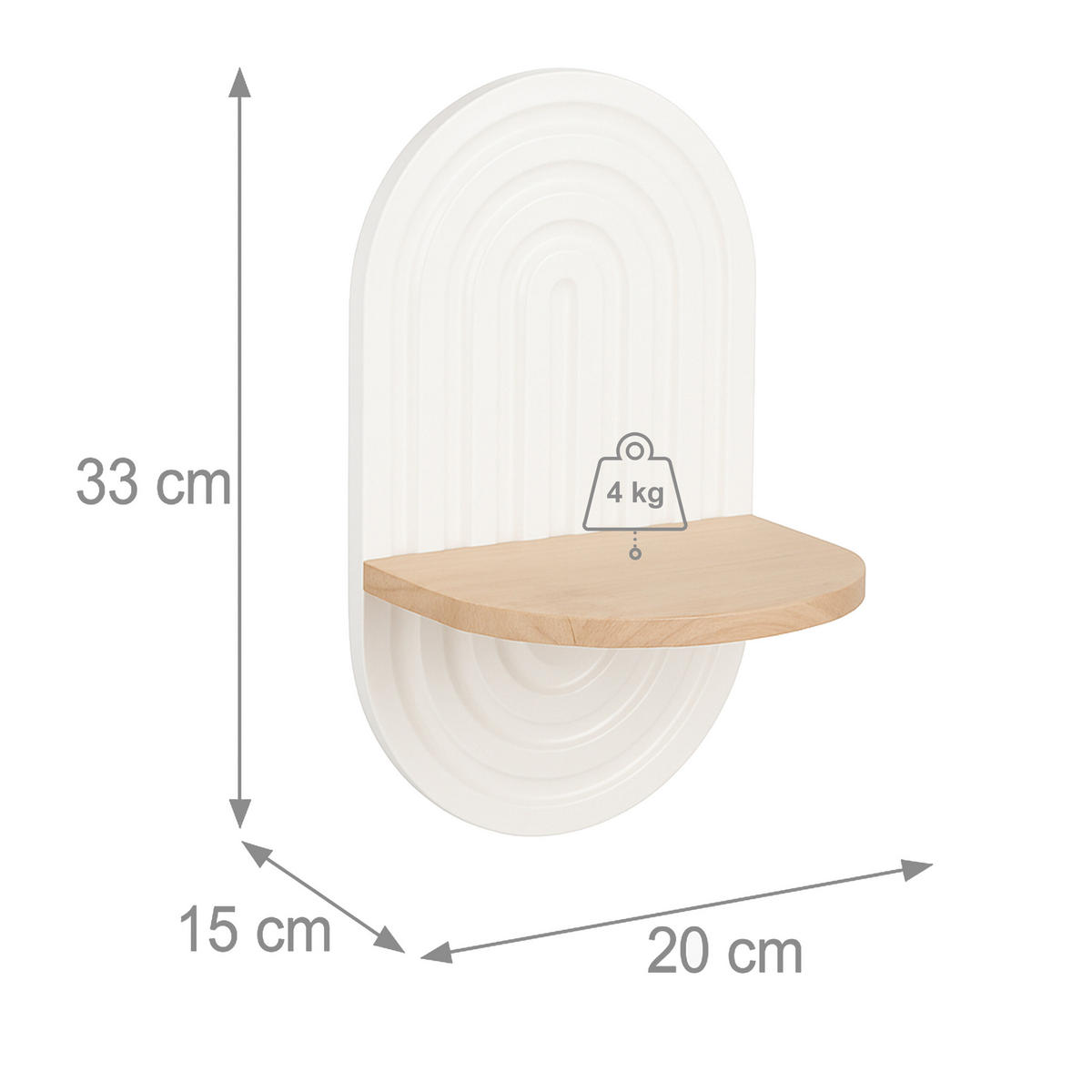 2XWANDREGAL - Weiß, Holz/Holzwerkstoff (20/33/15cm) - Relaxdays