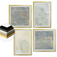 WANDBILDER 4er Set - 50x50 cm & 40x60 cm Goldrahmen - Pastellfarben auf Aquarellleinwand - Goldfarben, Kunststoff (50/50cm) - ArtPrintCave