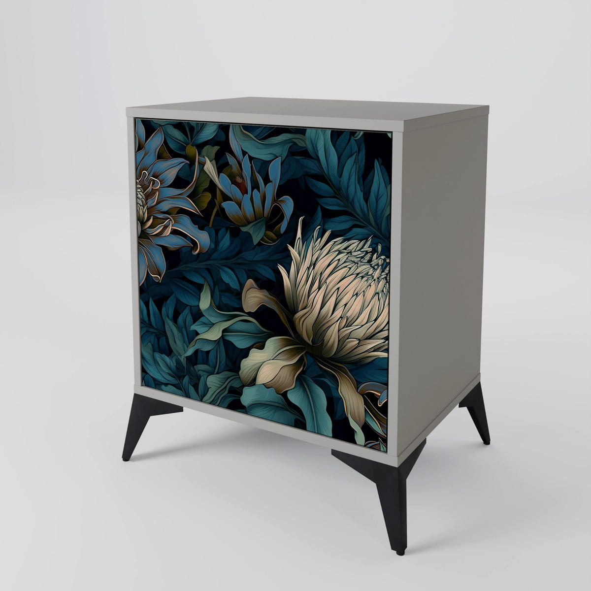 SIDEBOARD TWILIGHT BLOOM, Grau, 57,5x42x57,5 cm, Ohne Füße - Multicolor/Grau, Holzwerkstoff (57.5/57.5/42cm) - SpaceRebels