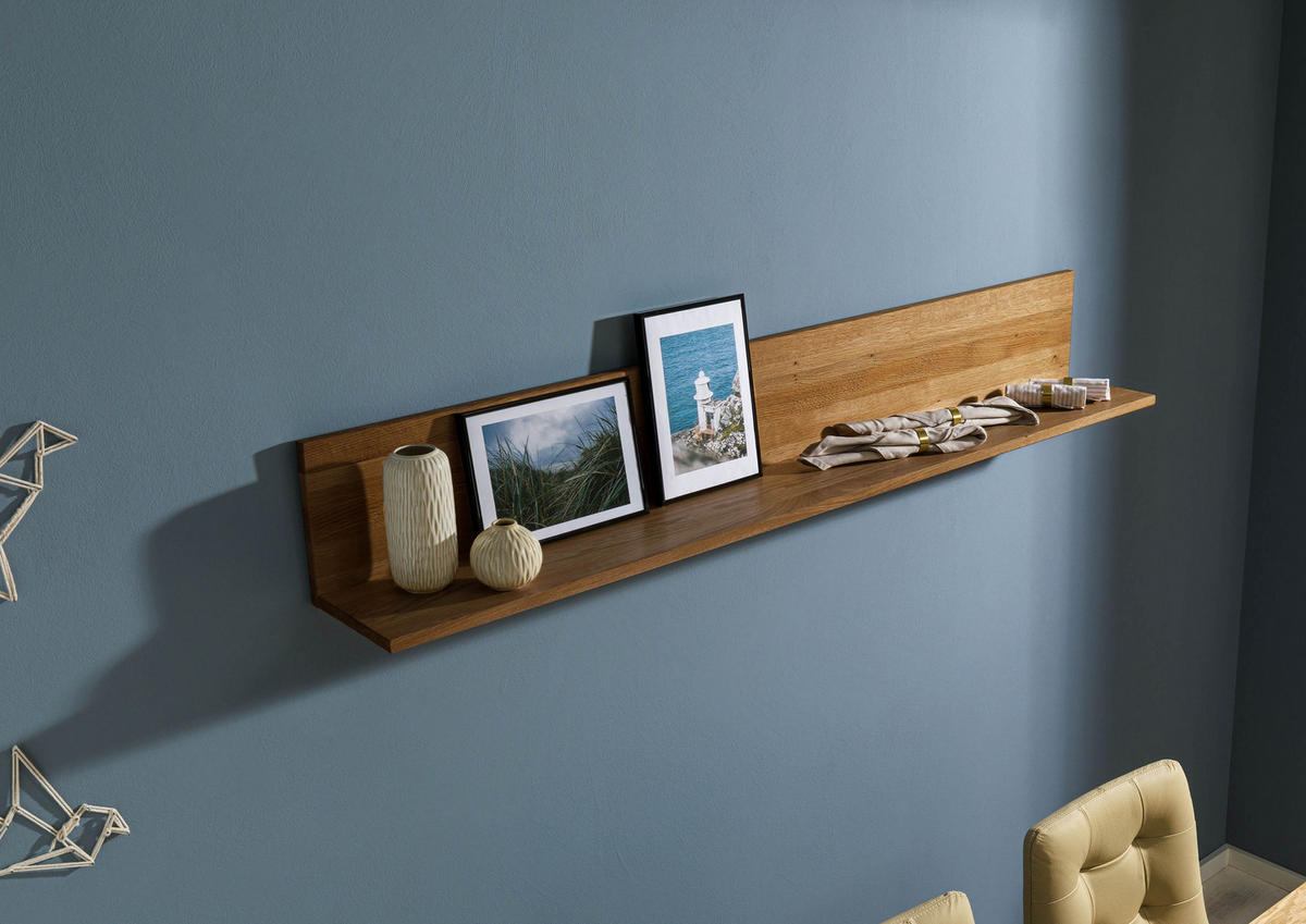 WANDREGAL Wildeiche 170x22x24 braun geölt KENT #313 - Braun, Holz (170/24/22cm) - Massivmoebel24