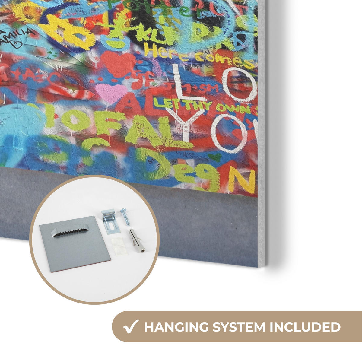 AKUSTIKBILD Graffiti - Junge - Ilussie - Straßenkunst Akustikpaneele 90x90 cm - Hellgrau, Textil (90/90/0.9cm) - MuchoWow
