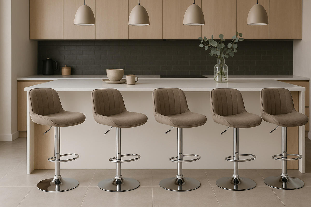 BARHOCKER Lento Gestell Metall in Chromoptik Stoff Taupe - Chromfarben/Grau, Textil/Metall (50/108/50cm) - TPFLiving