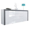 SIDEBOARD La Paz Weiß Hochglanz / Avola-Anthrazit - Weiß Hochglanz/Grau, Holzwerkstoff (167/72/35cm) - Vladon