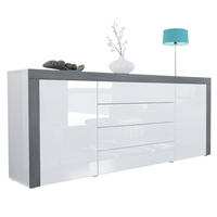 SIDEBOARD La Paz Weiß Hochglanz / Avola-Anthrazit - Weiß Hochglanz, Holzwerkstoff (167/72/35cm) - Vladon