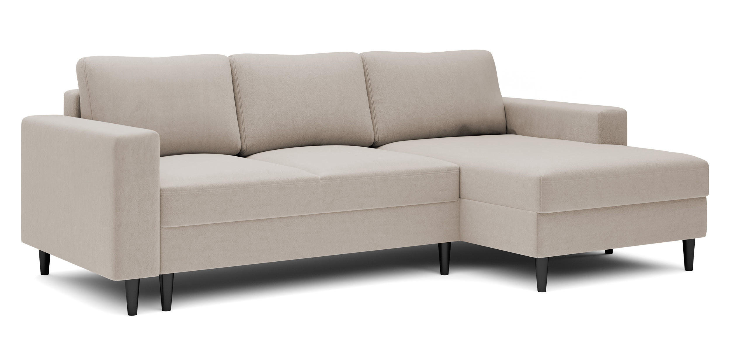 ECKSOFA Nalika Beige Velours - Beige/Schwarz, Holz/Textil (230/143cm) - Selsey