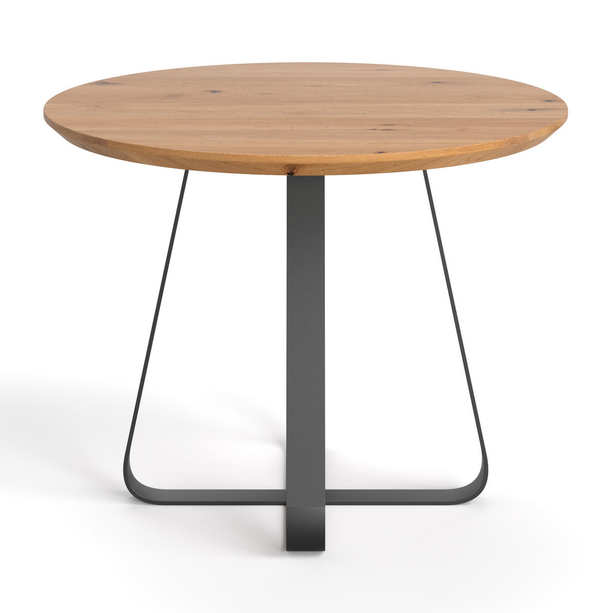 ESSTISCH Loop Runder aus massivem Eichenholz 110 cm - Eichefarben/Schwarz, Holz/Metall (110/110/75cm) - Danzz