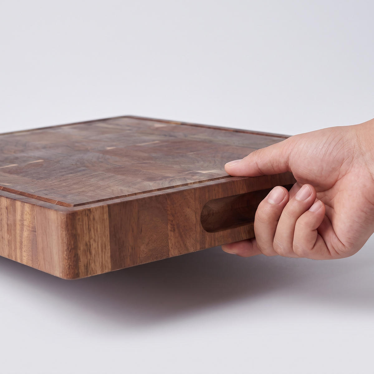 SCHNEIDEBRETT Braun Akazienholz beidseitig Saftrille 40x32 cm - Braun, Holz (40/32cm) - Relaxdays