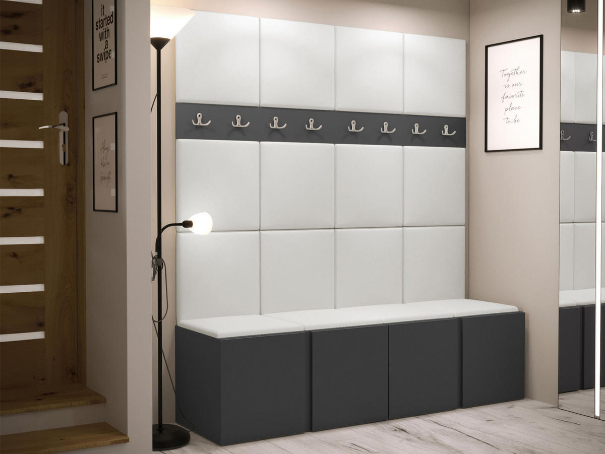 GARDEROBEN-SET Orion V - Graphitfarben/Weiß, Holzwerkstoff/Kunststoff (168/186/46cm) - MIRJAN24