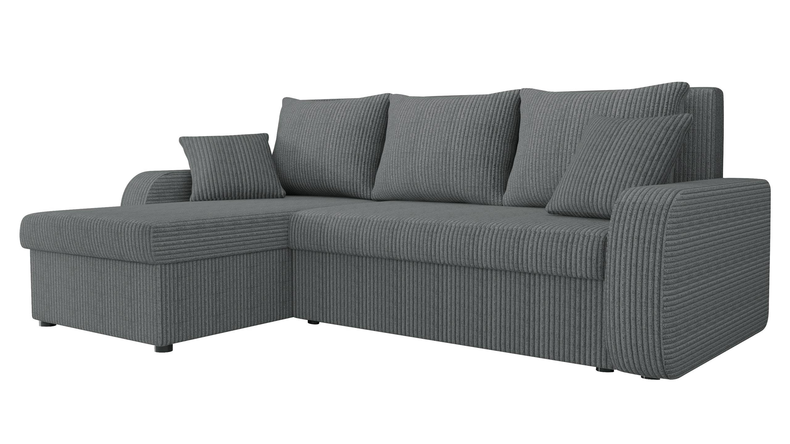 ECKSOFA Kris Cord - Schwarz/Grau, Holz/Kunststoff (238/147cm) - MIRJAN24