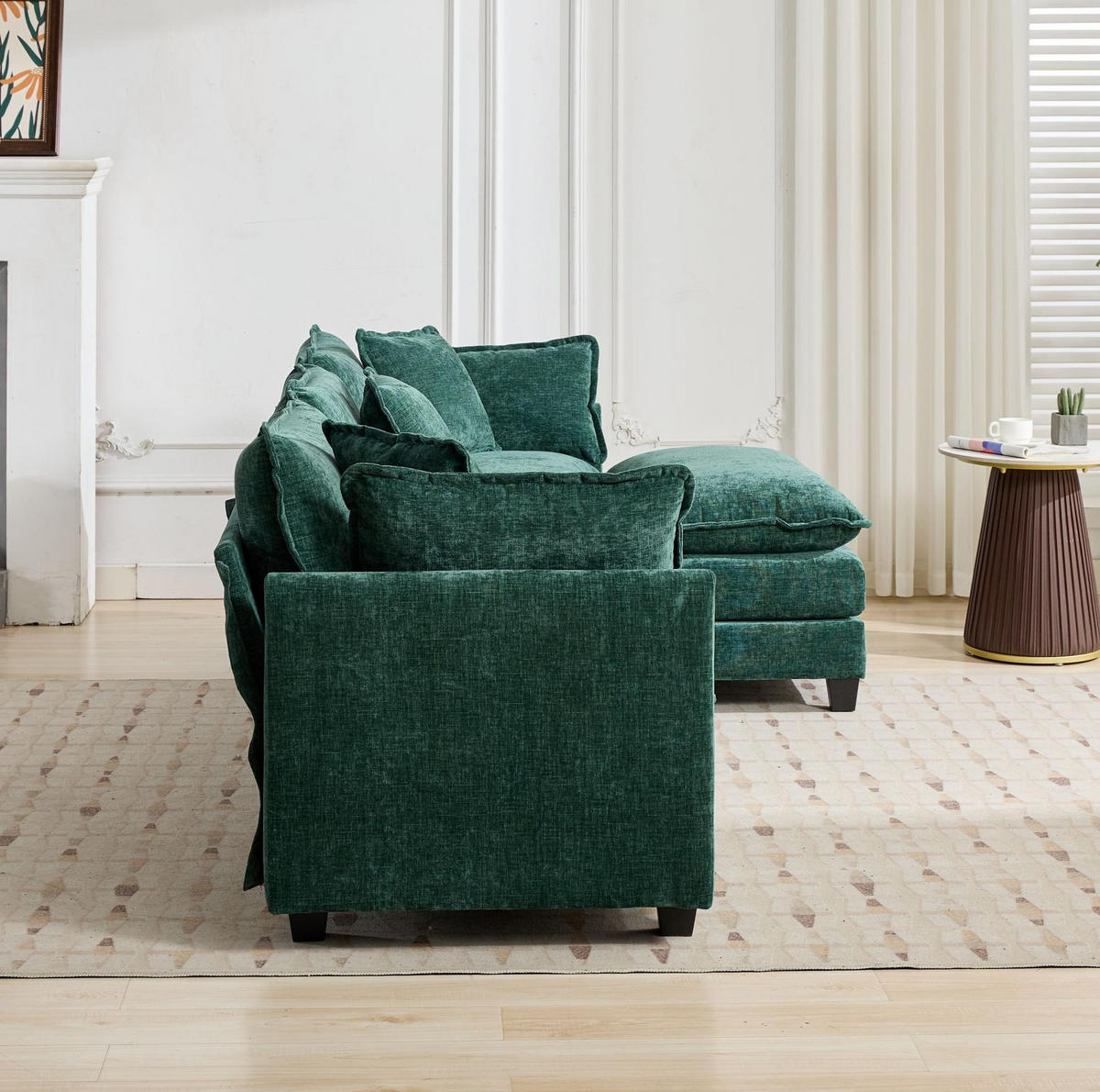 3-SITZER-SOFA aus Chenille in Grün mit modularem Aufbau - Grün, Textil (75/84/289cm) - Modfu