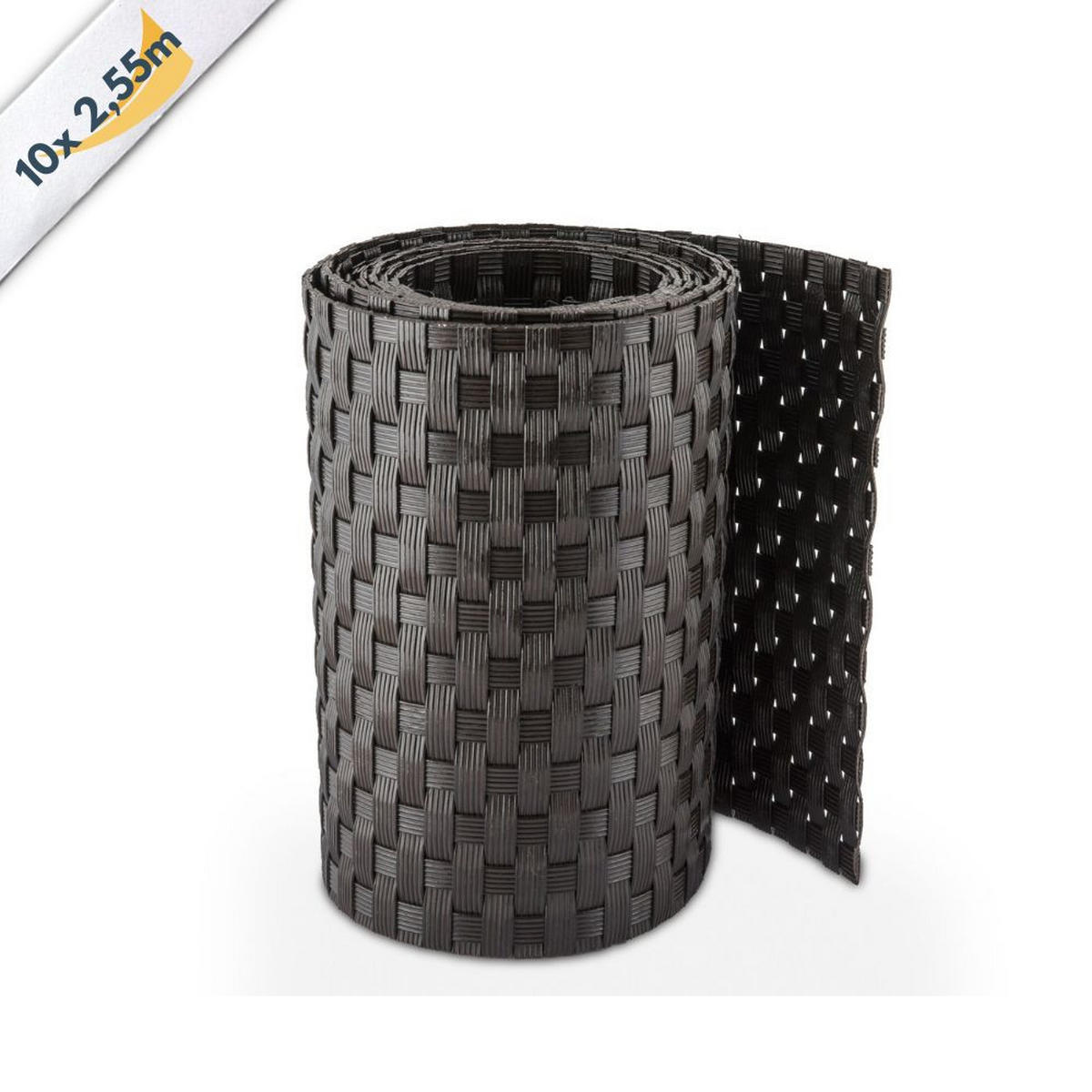 SICHTSCHUTZSTREIFEN Rattan für Doppelstabmatten UV-beständig Dunkelbraun 10x 2,55m - Dunkelbraun, Kunststoff (2550/19cm) - ZAUN|ZU