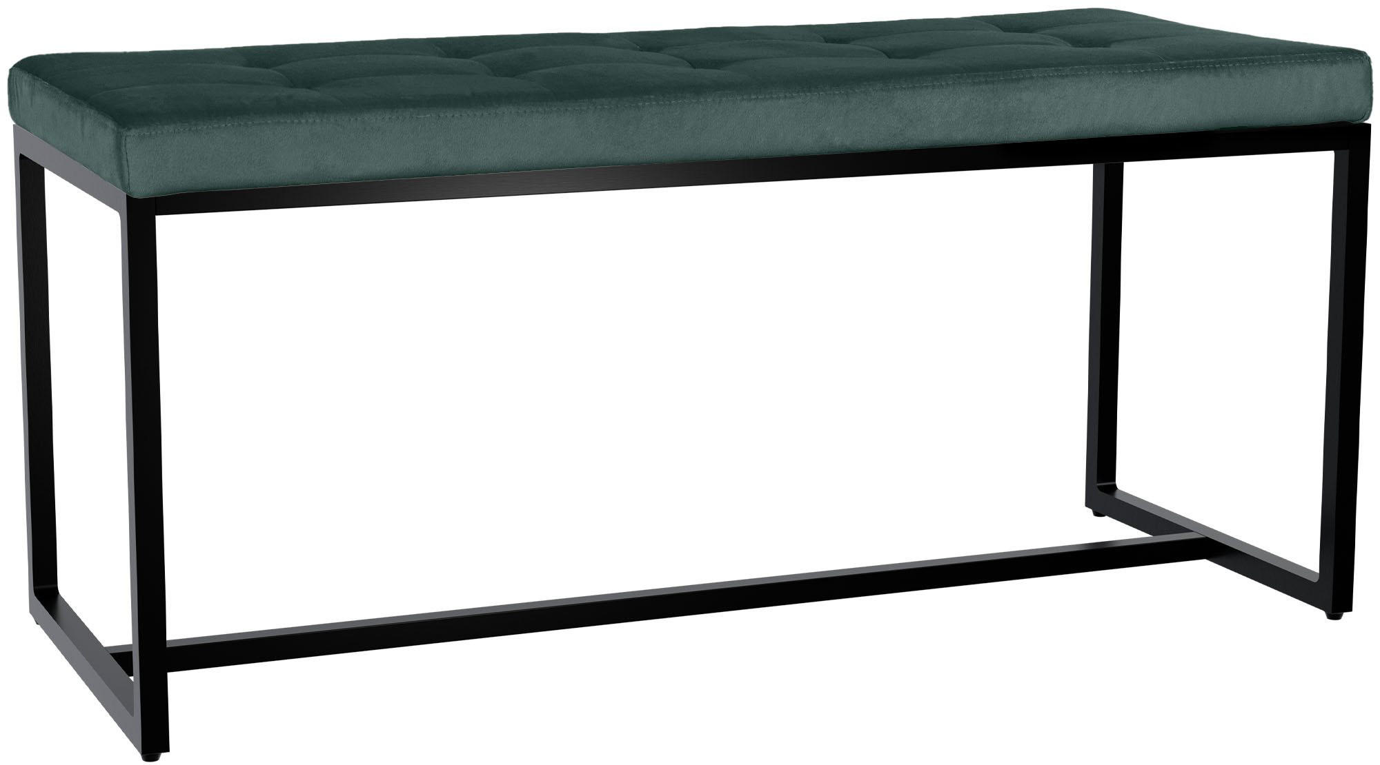 SITZBANK 100/40 cm Samt grün - Schwarz/Grün, Textil/Metall (100/48/40cm) - CLP