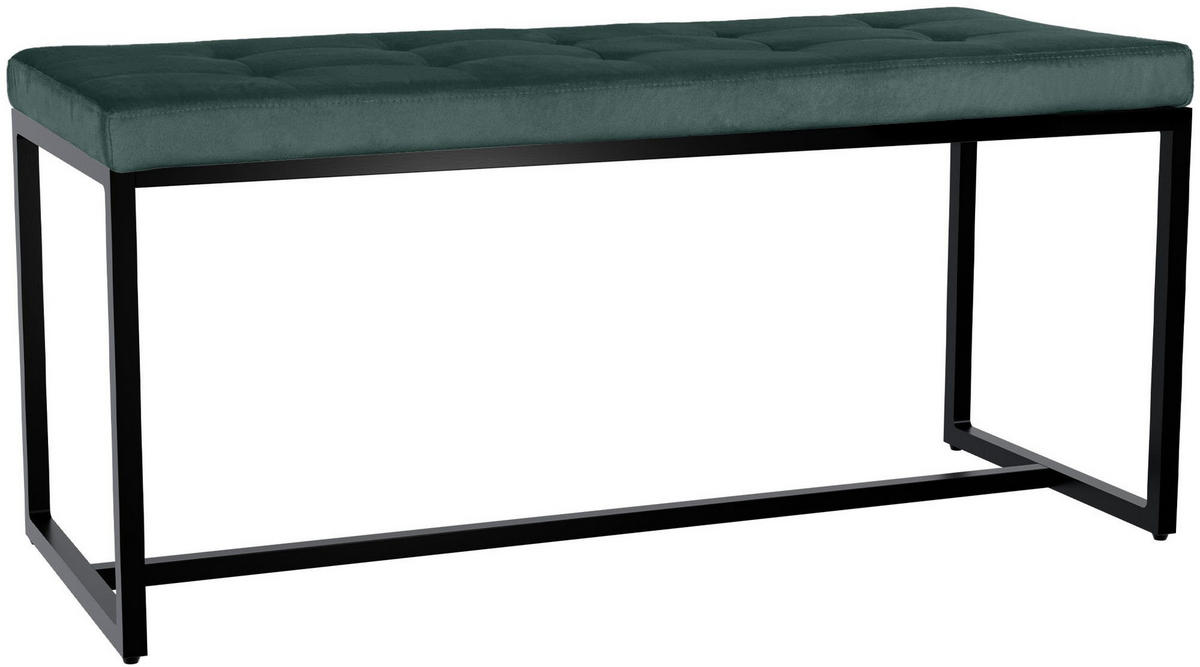 SITZBANK 100/40 cm Samt grün - Schwarz/Grün, Textil/Metall (100/48/40cm) - CLP