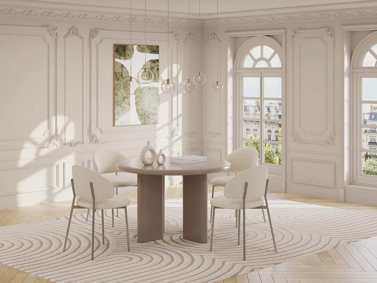 STUHL - 51cm x 54.5cm - Polyester - cremefarben - VOSINIA - Creme, Textil (51/75/54.5cm) - Vente-Unique