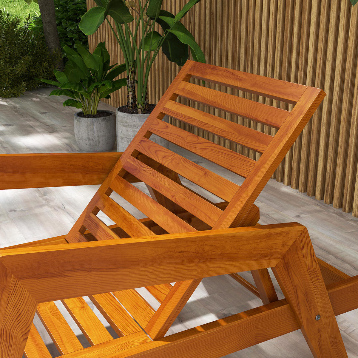 SONNENLIEGE, Gartenliege aus Holz, Wetterfest Relaxliege für Balkon, Terrasse, Orange - Orange, Holz (66/73.5/190cm) - Outsunny