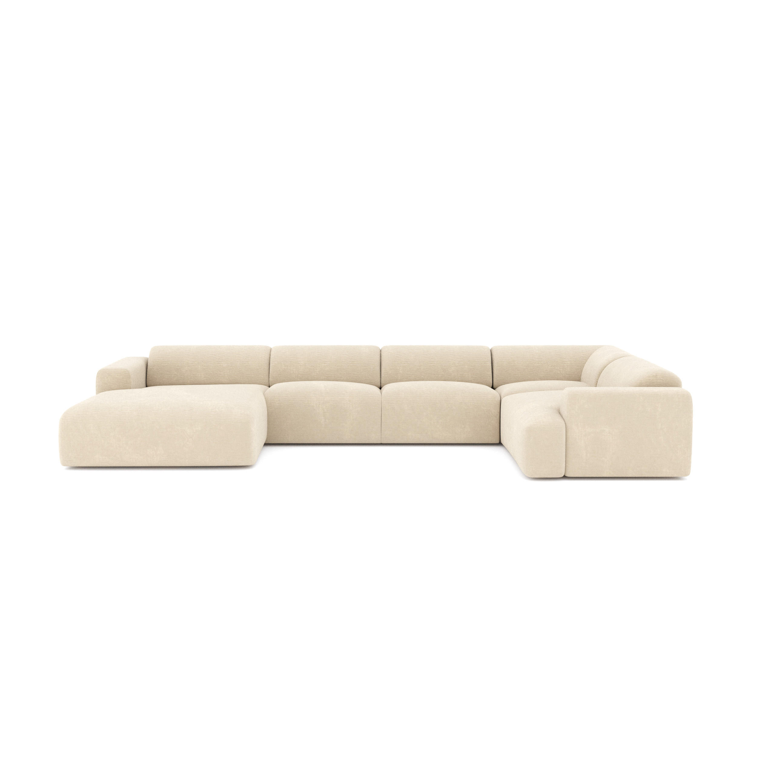 WOHNLANDSCHAFT Texturierter Samt Creme 354cm - Creme, Textil (354/73/164cm) - Sia Home