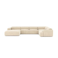 WOHNLANDSCHAFT Texturierter Samt Creme 354cm - Creme, Textil (354/73/164cm) - Sia Home